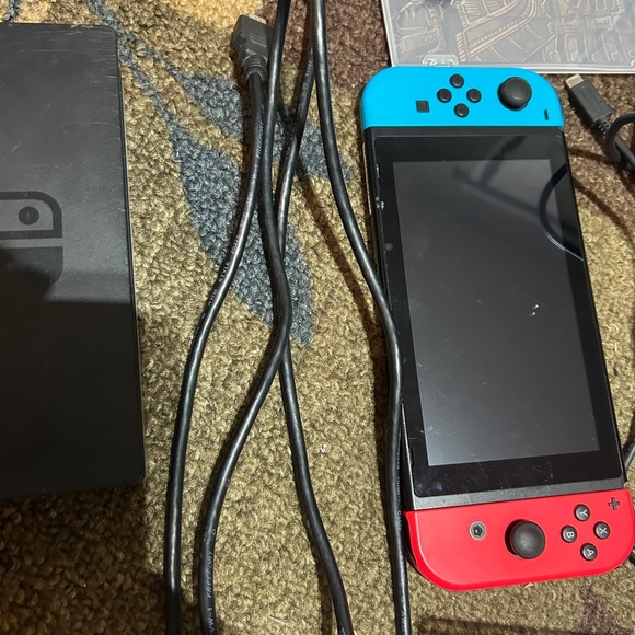 Nintendo Switch Console with Red and Blue Joy-Con and Accessories - Picture 10 of 17